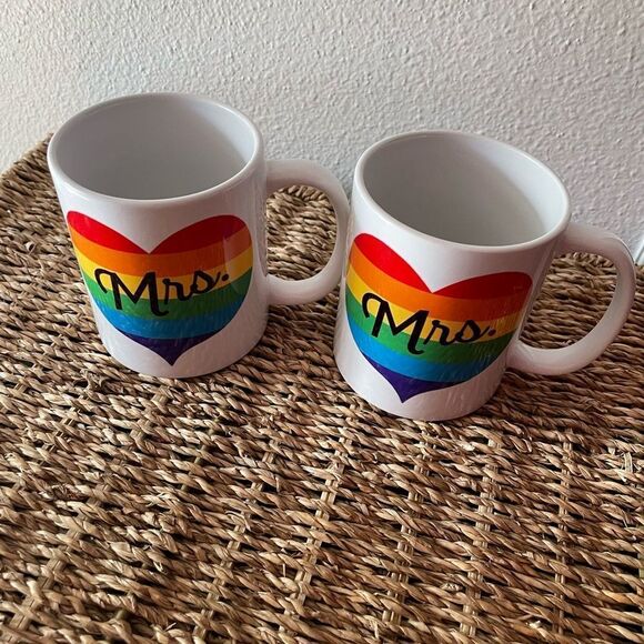 Rock Paper Scissors Mrs Mrs Rainbow Pride Mug Set - Picture 11 of 11